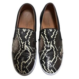 Vionic Womens 7 Demetra Slip On Sneaker Black Snake Print Leather Orthotic Shoe